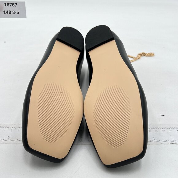 Wo Wagas Black Chains Pumps Metal Ankle Strap Flats Square Toe Shoe Party Dating - Picture 7 of 8